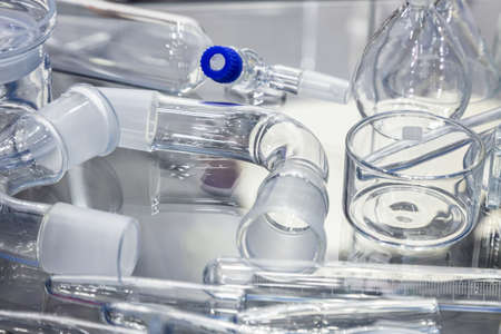 medical flasks, test tubes and other glassware for experiments