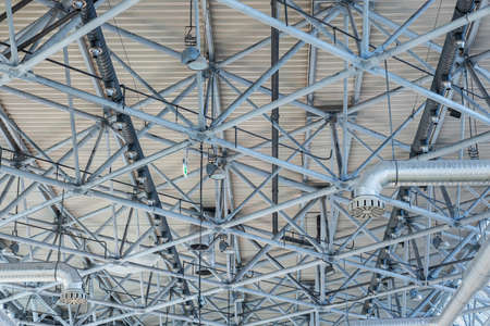 modern interior ceiling of metal and concrete in the buildingの写真素材