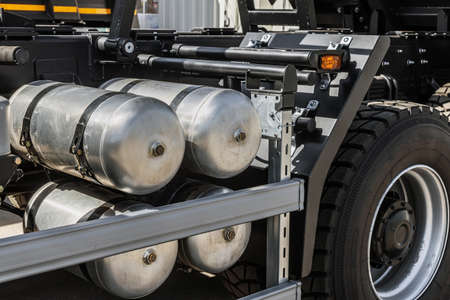 mechanisms and parts of independent hydropneumatic suspension of carsの写真素材