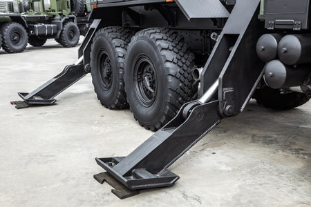 Hydraulic supports for heavy construction craneの写真素材