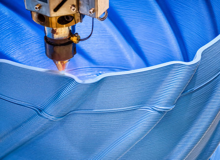 High-precision 3D printing technology showcasing design and manufacturing process in a modern workshop settingの写真素材