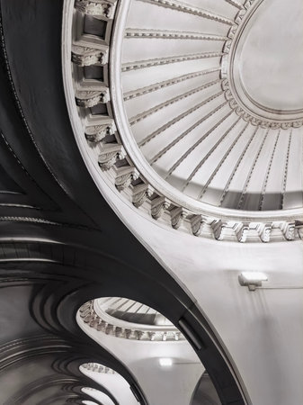 Stunning architecture of a metro station featuring elegant spiral designs and intricate details in a...