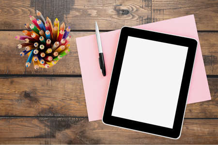 Tablet, view, pen.の写真素材