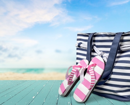 Sand, beach, bag.の写真素材