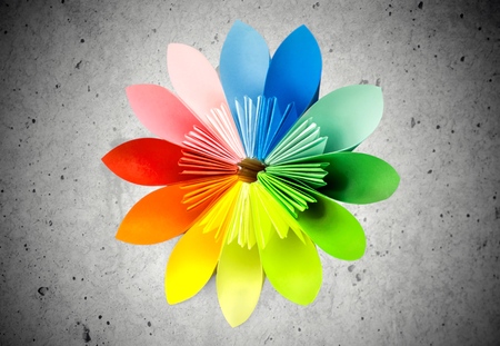 Origami, red, yellow.の写真素材