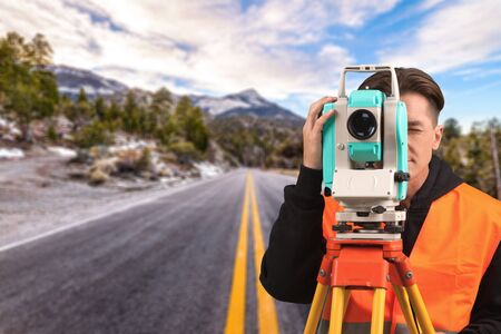 Surveyor, Land, Theodolite.の写真素材