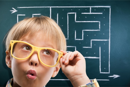 Kid, think, maths.の写真素材