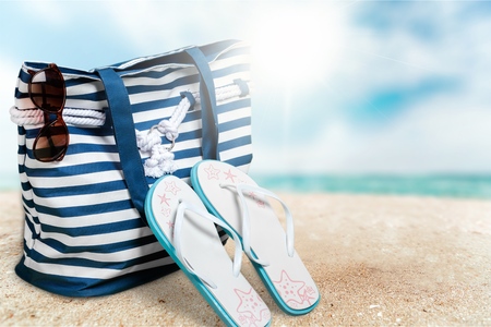 Sand, beach, bag.の写真素材