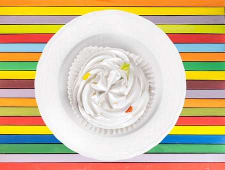 Pink, cupcake, isolated.の写真素材