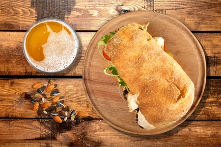 Beer, Beer Glass, Directly Above.の写真素材