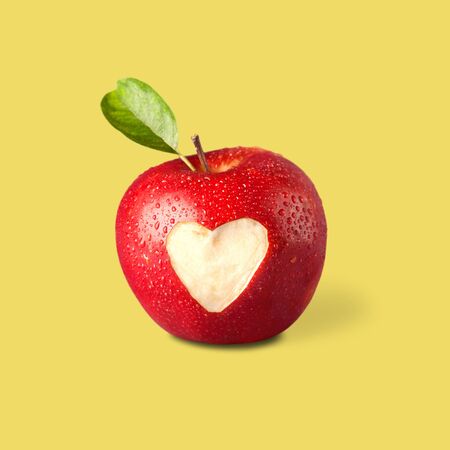 Heart Shape, Apple, Love.の写真素材