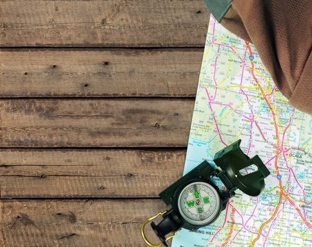 Camping, Hiking, Compass.