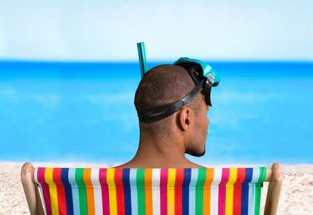 Snorkel relaxing at beach の写真素材