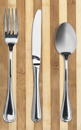 Fork, knife, spoon.