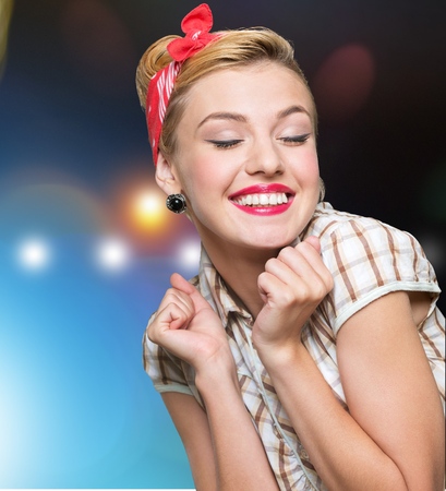 Model, woman, whispering.の写真素材