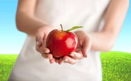 Apple, Human Hand, Holding.の写真素材