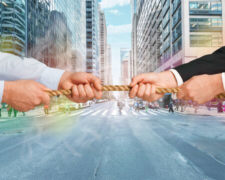 Conflict, Tug-of-war, Arguing.の写真素材