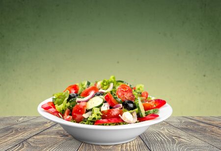 Salad, bowl, napkin.の写真素材