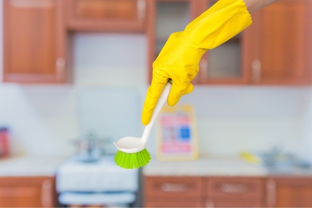 Hand, yellow, scrub.の写真素材