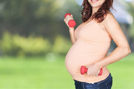 Pregnant, woman, gym.