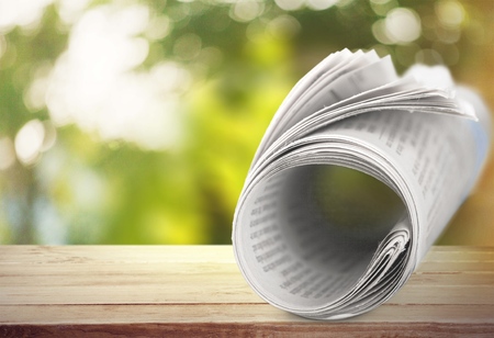 Newspaper, Rolled Up, The Media.の写真素材