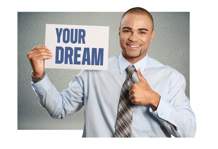 Holding, Sign, Men.の写真素材