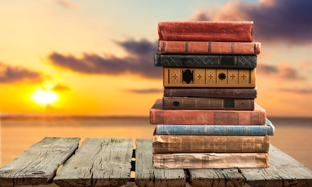 Books, old, stacked.の写真素材