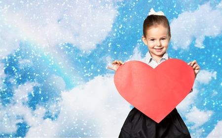 White, heart, kid.の写真素材