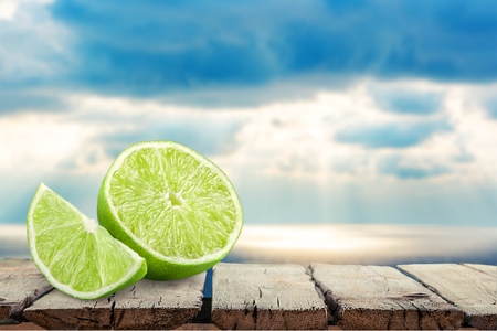 Lemon, lime, slice.の写真素材