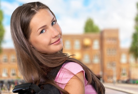 University, Female, Backpack.の写真素材
