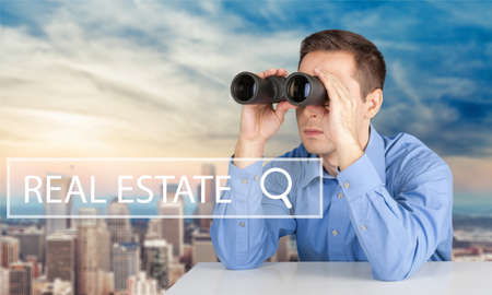 Binoculars, Searching, Looking.の写真素材