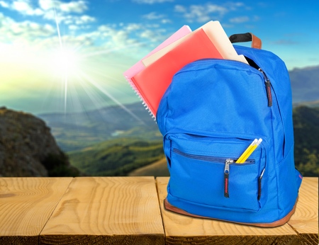 Backpack, schoolbag, blue.の写真素材