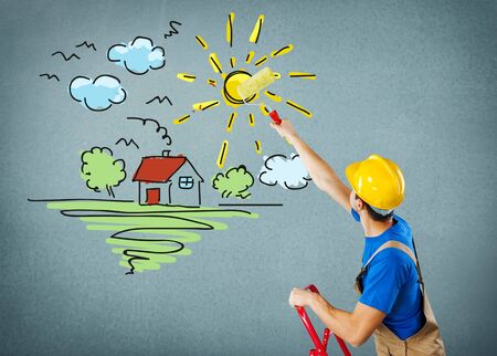 Painter, isolated, handsome.の写真素材