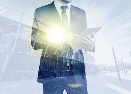 Businessman, skyscraper, outdoor.の写真素材