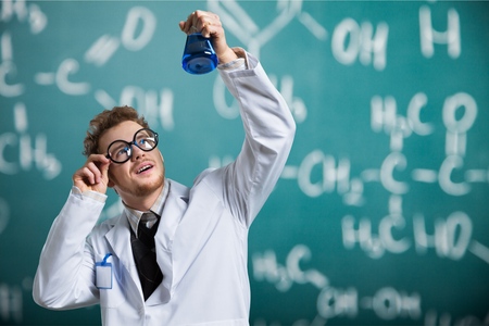 Scientist, mad, woman.の写真素材