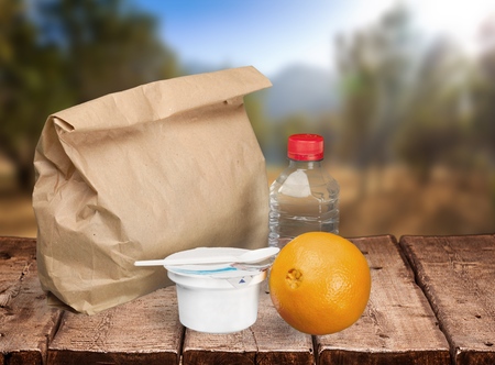 Lunch, Bag, Brown.の写真素材