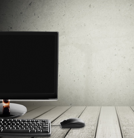 Yellow, computer, monitor.の写真素材