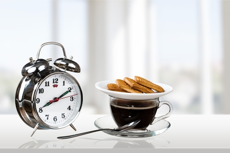 Morning, Clock, Coffee.の写真素材