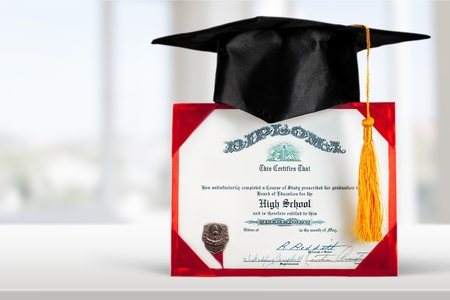 Diploma, Graduation, Mortar Board.の写真素材