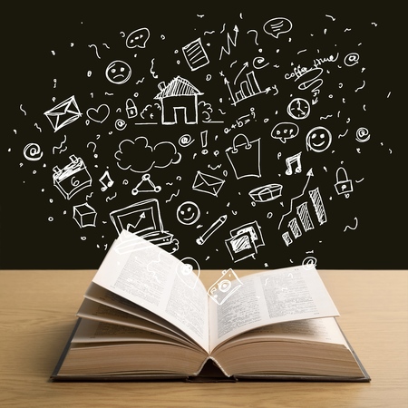 Arrows, book, brainstorm.の写真素材