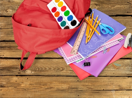Back to School, School Supplies, Backpack.の写真素材