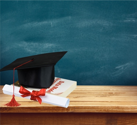 Graduation, Mortar Board, Certificate.の写真素材