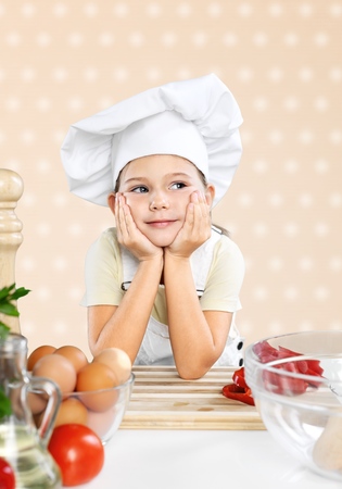 Kitchen, daughter, home.の写真素材