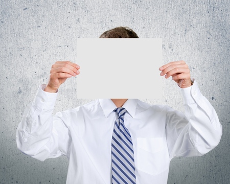 Holding, Sign, Men.の写真素材