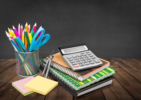 Notebook, pin, binder.
