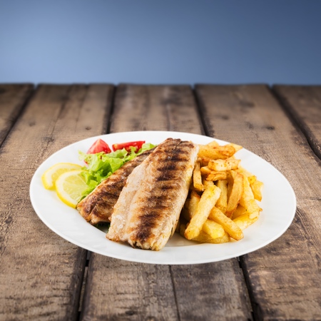 Fish, French Fries, Grilled.