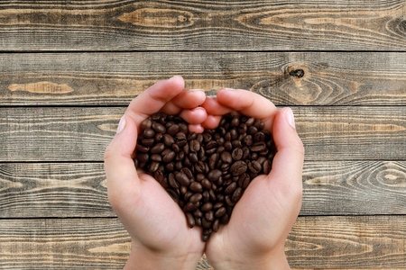 Coffee Bean, Espresso, Human Hand.の写真素材