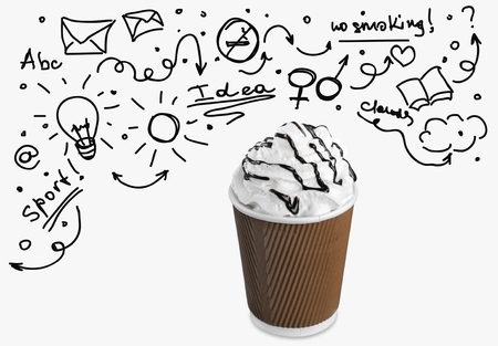 Ideas and Capuccino.の写真素材