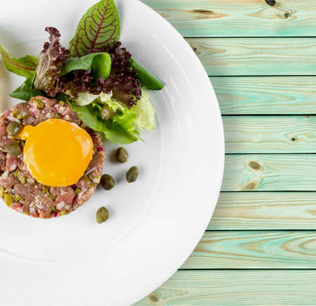 Fine. Ceviche of seabass and salmon with finely cut vegetablesの写真素材