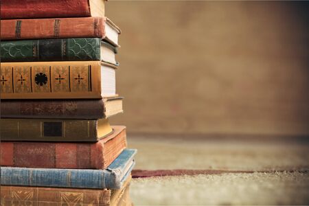 Stacked old books.の写真素材